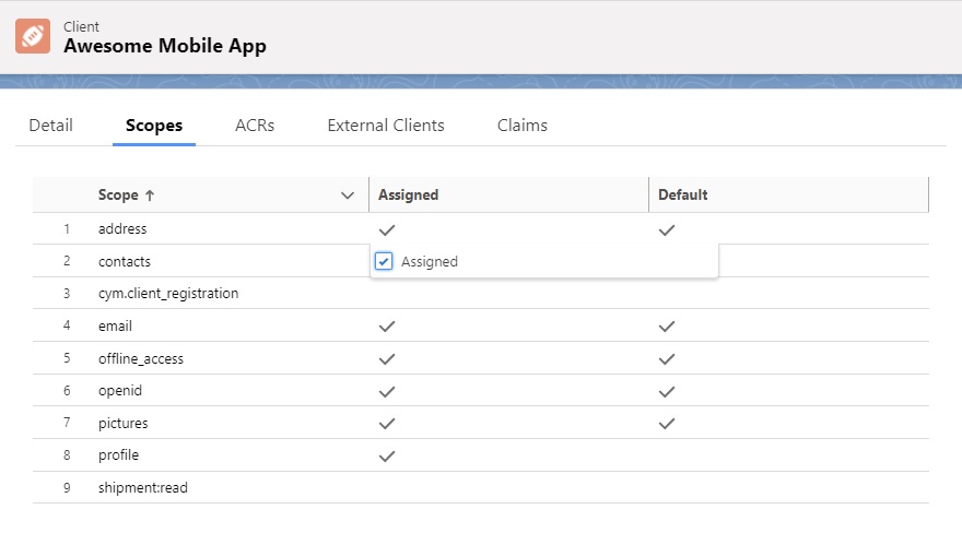 Native App scope assignment